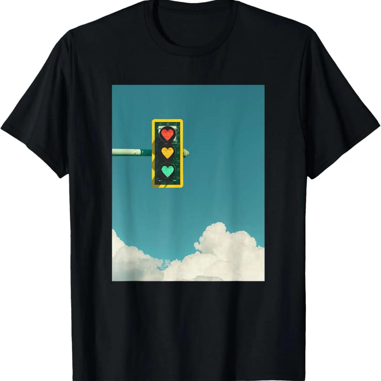 Indie Aesthetic y2k Light Traffic Heart Teen Girls 90s T-Shirt S