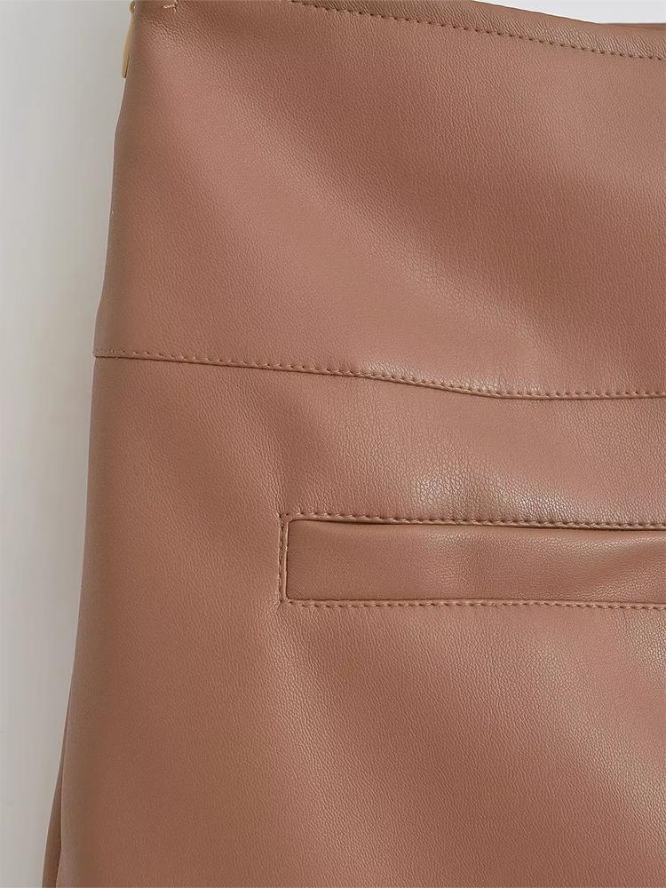 Elegantní korejská módní minisukně z umělé kůže, černé PU sukně pro ženy s vysokým pasem, sukně na zip s kraťasy