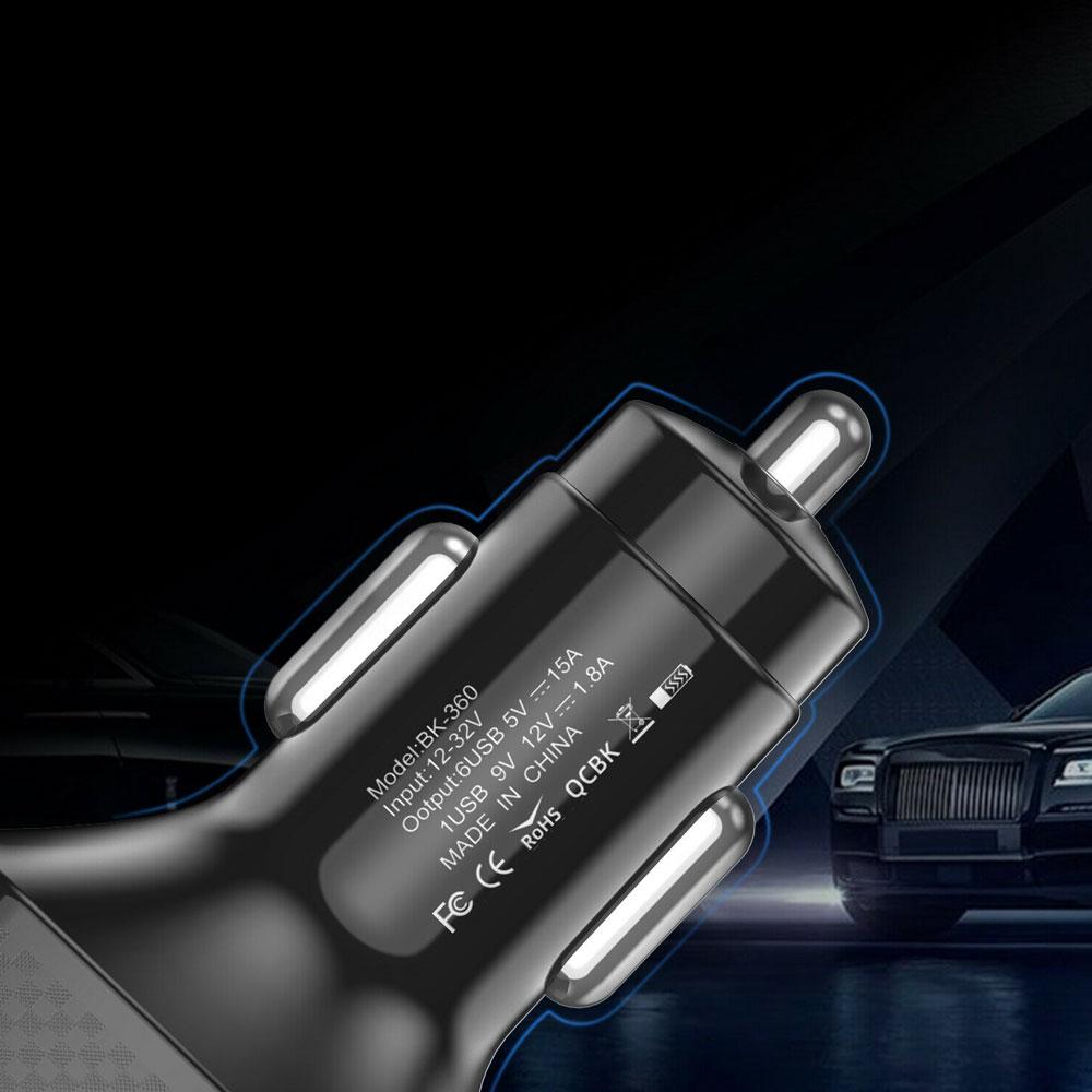 6 Ports Car USB Charger 15A QC3.0 3.1A Quick Charge USB Car Charge for Phone Fast Charging Car Phone Charger for Iphone Huawei