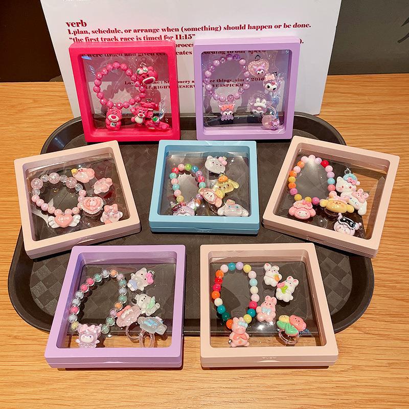 Conjunto de Joias Kuromi 2025: Pulseira, Anel e Clipes de Orelha de Desenho Animado Fofos para Bebês