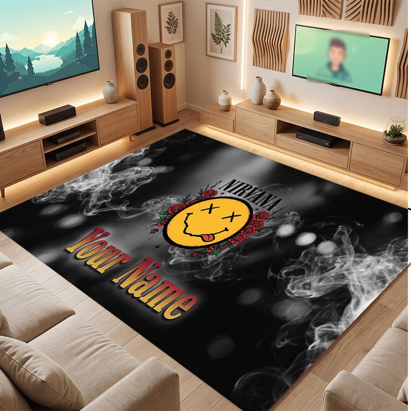 Nirvana Personalized Crystal Velvet Carpet, Customized Name Text Soft Anti‑Slip Rug for Living Room Bedroom
