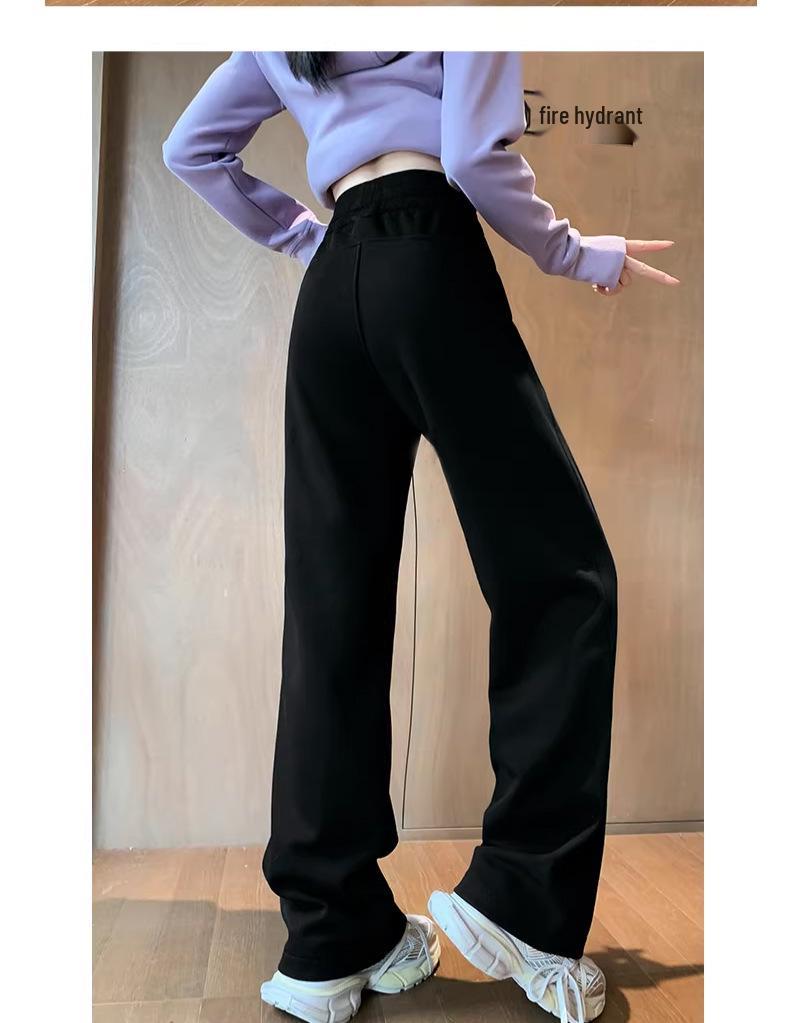 Dark Grey Maternity Fleece-Lined Wide Leg Sweatpants with Side Drawstring - Casual Sport Wear for Spring & Autumn