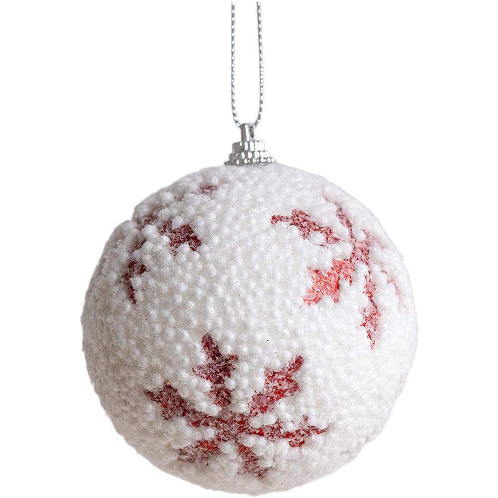 

Red White Foam Christmas Ball Ornaments 8cm Diameter Snowflake Pattern Lightweight Decorations for Tree and Display