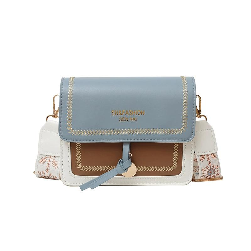 Fashionable Bag for Women, Versatile Crossbody Bag, Contrasting Color Shoulder Bags, Small Square Bag, Wide Shoulder Strap