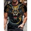 Summer Men's Fashion Animal Pattern 3D Printed T-shirt Loose Breathable Oversized Casual Sports Versatile Round Neck Short Sleeved T-shirt