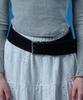 KOLEAT Suede Natural Cowhide Wide Layered Big Buckle Belt [Black]