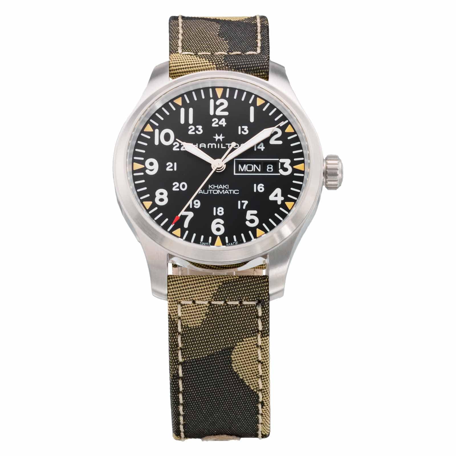 

Watch Khaki Field Day Date Black Dial Stainless Steel Sapphire Glass Automatic 42MM Swiss Brand Watch H70535031 Camo [Hamilton] Men s [Item]