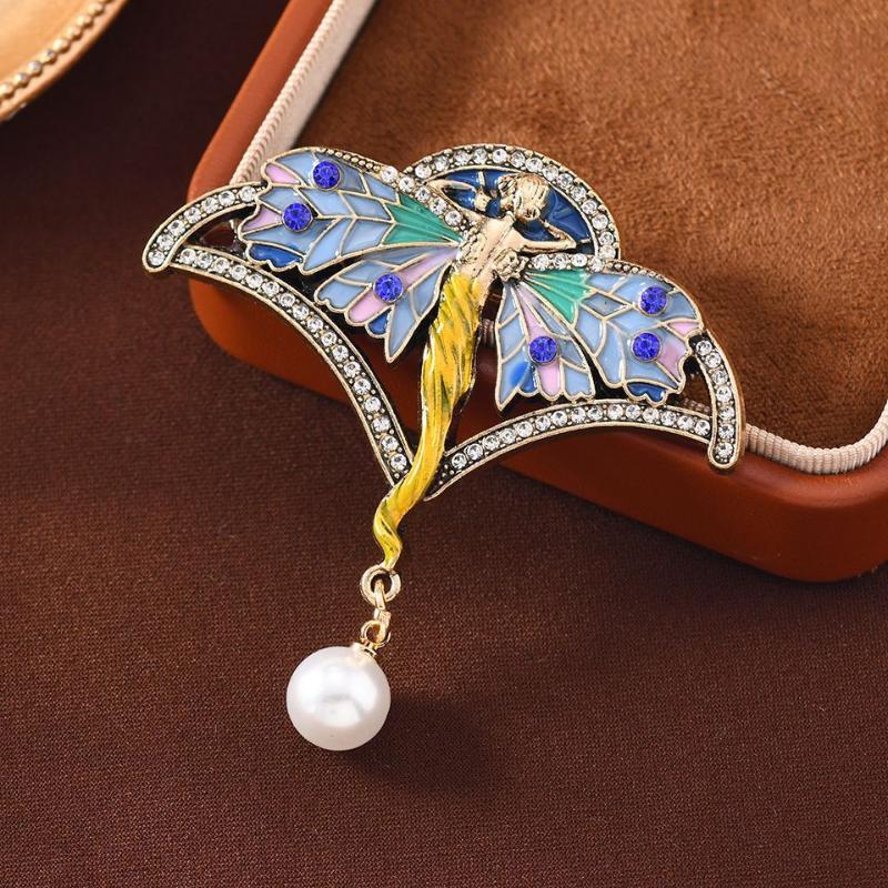 Broche Fée Strassée Design Ailé Encapsulé Rétro Élégant Statement Pour Femmes Hommes Tenues Formelles/Décontractées Bijoux de Noël