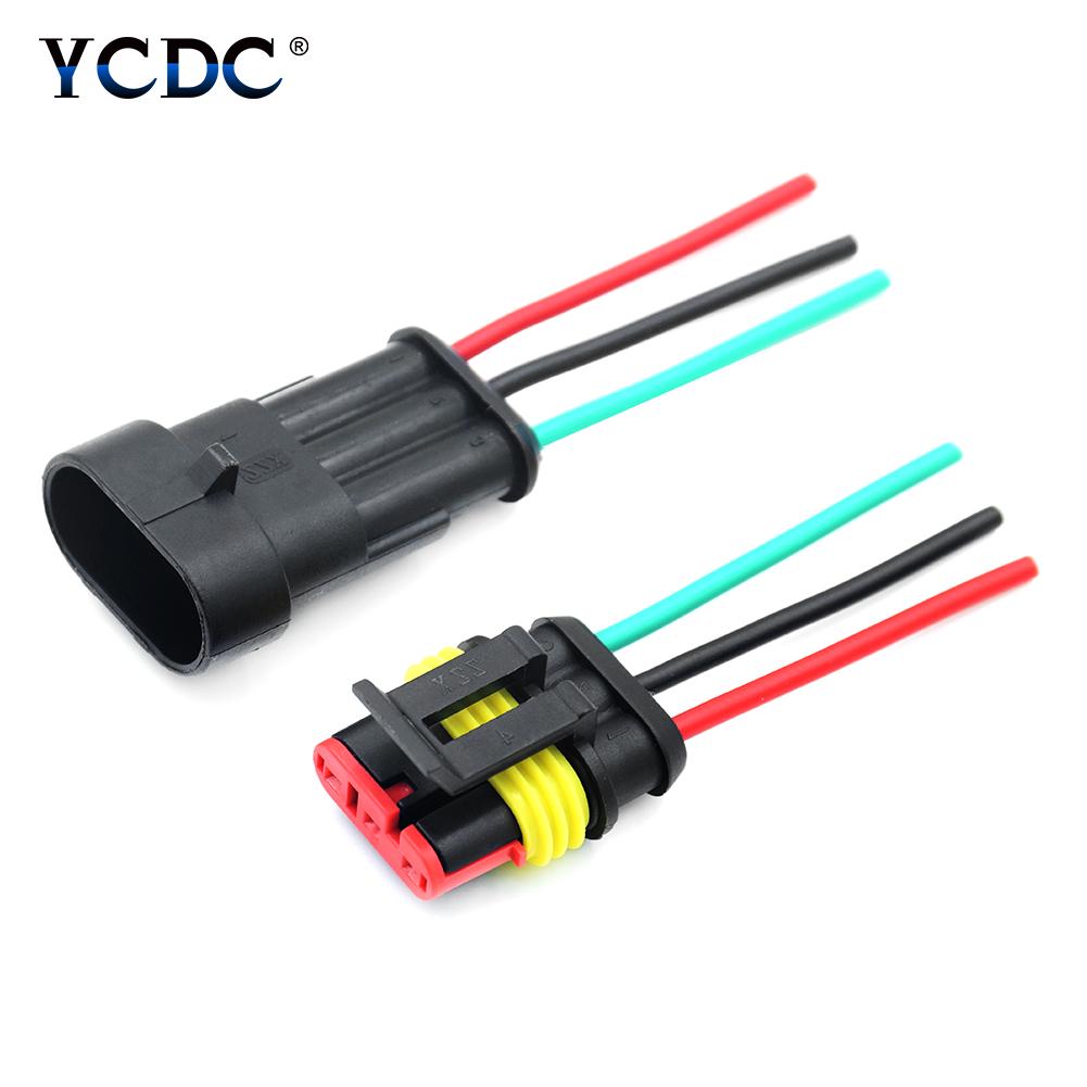 

Автомобильный водонепроницаемый электрический разъем, вилка 18 AWG с проводом 6 см, клемма 2,4 мм 3 Pins