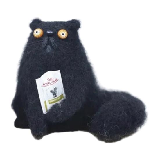 Handmade Wool Felt Doll Panicked Big-Eyed Weirdo Plush Toy Quirky Googly Eyes Figurines Unique Character Soft Collectible Gift for Whimsy Lovers