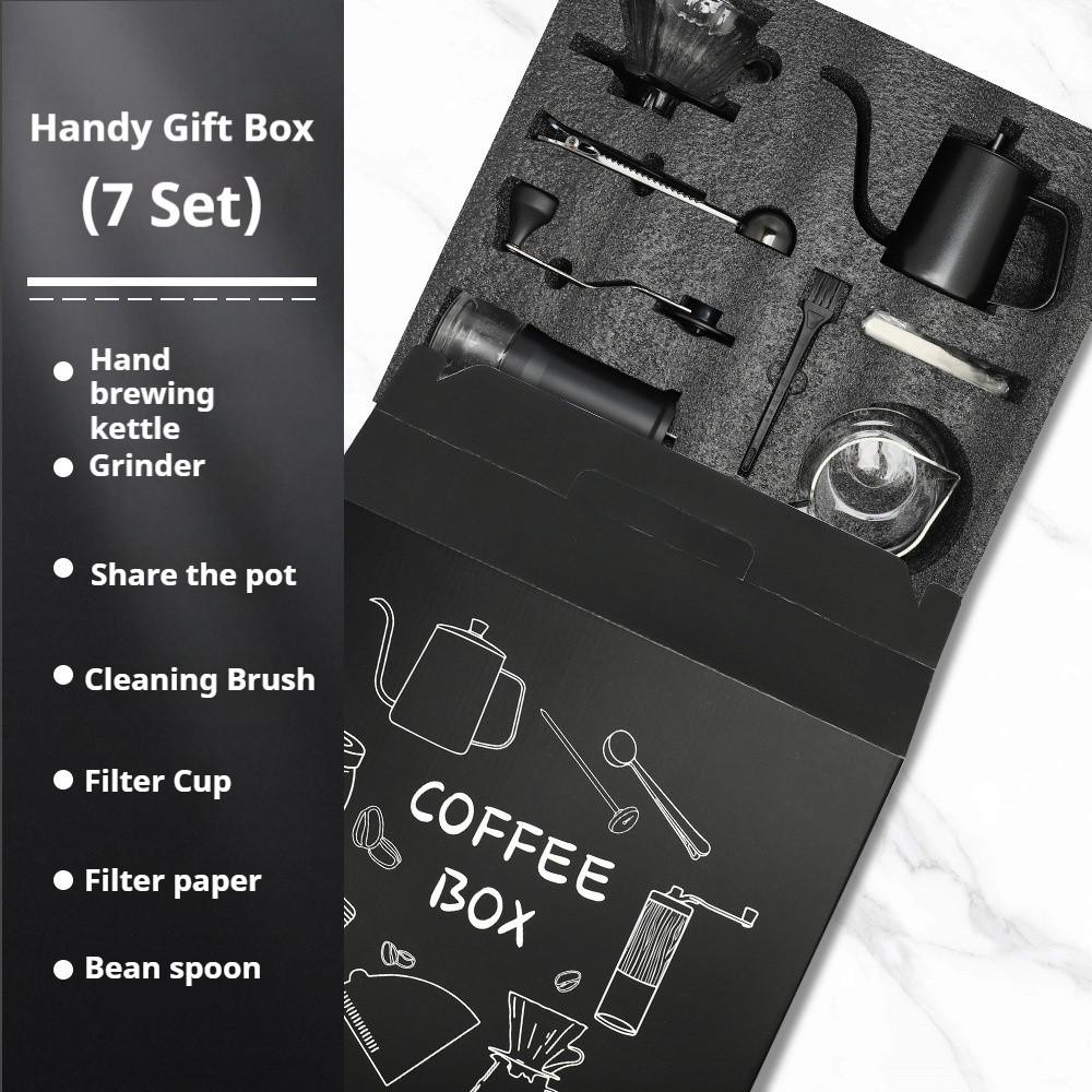 5/7 PCS Hand Brewed Coffee Set Filter Cup Sharing Pot Electronic Scale Bean Grinder Household Hand Cranked Coffee Utensils Set