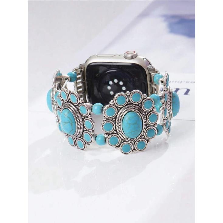 

Bling turquoise stone Bracelet loop For Apple Watch band women 10/9/7/ 38mm 40mm 41mm 42mm 44mm 45mm 46mm Strap 38mm40mm41mm 42mmS10 бирюзовый