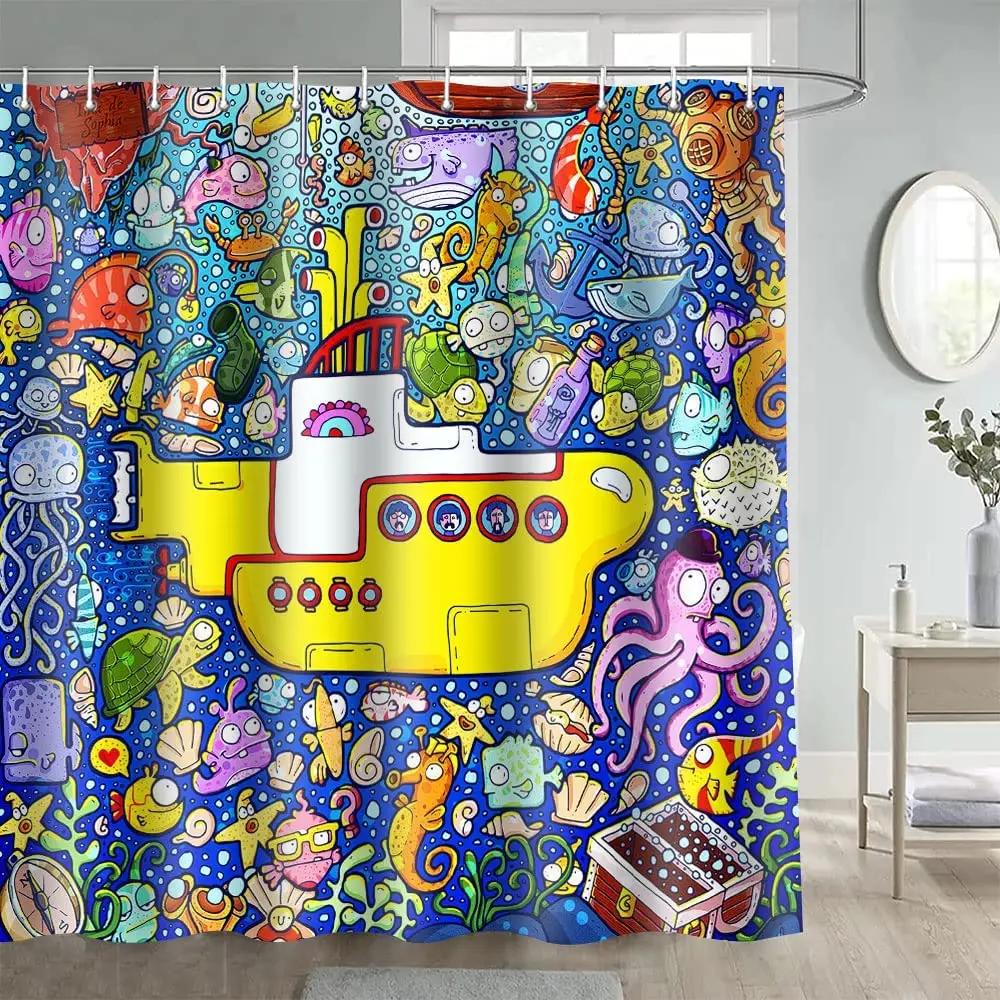 

Colorful Underwater Adventure Bath Curtain - High-Quality Waterproof, Mildew-Proof Bathroom Decor For Fun, Vibrant Homes W90XH180cm