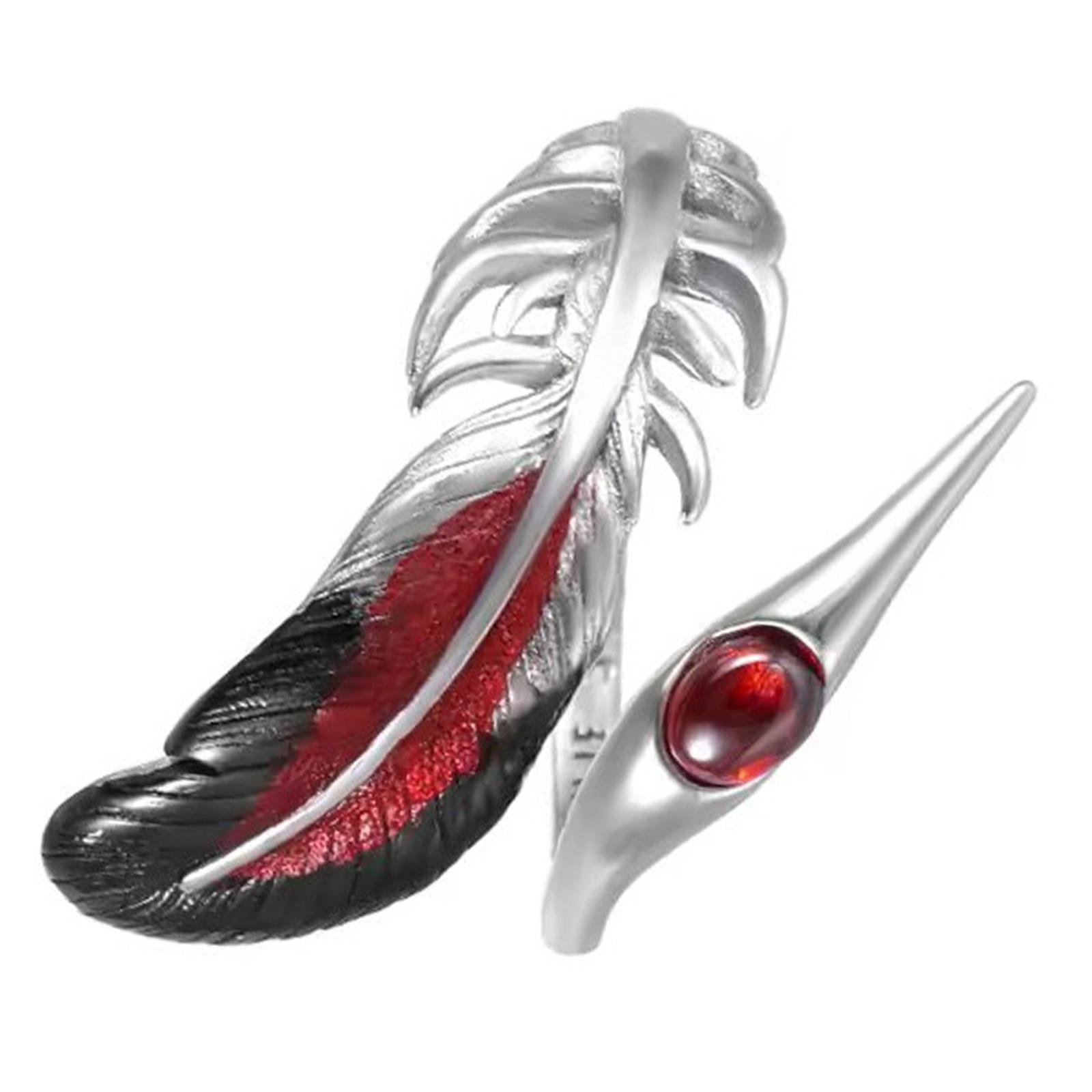 

Ретро Унисекс Регулируемые Кольца на Палец Серебряное Покрытие Медная Бижутерия Портативный Дизайн Перьев Украшение для Повседневной Носки