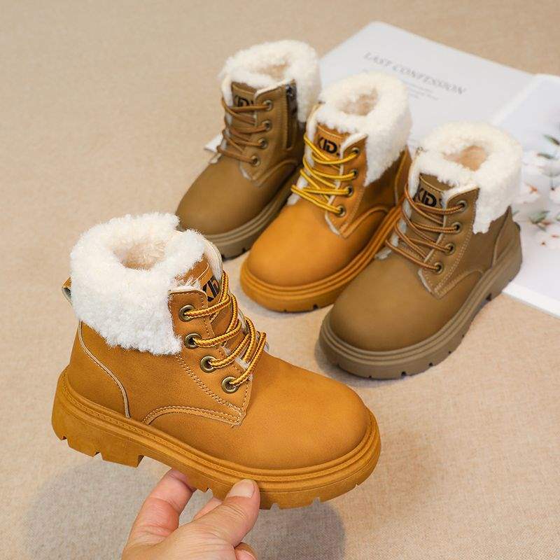 Children's cotton shoes boys 2025 new winter velvet children's Martin thickened short boots warm boots snow