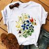 Nové dámské tričko módní květinový potisk oblečení dámské tričko Harajuku ležérní móda krátký rukáv oblečení top