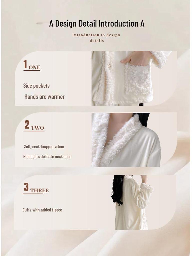 Sea Island Baumwolle Damen Fleece Pyjama Set – Langarm & Hose für Herbst/Winter.