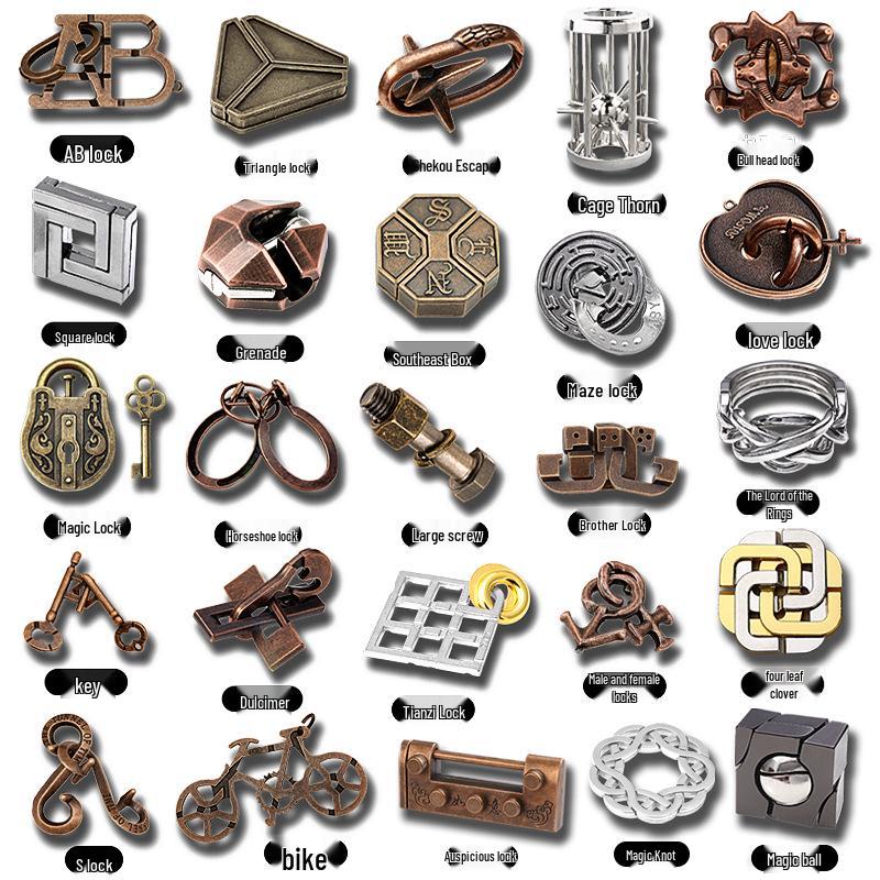 Children's Educational Metal Puzzle Set: Luban Lock, Nine Rings, and Kongming Lock Disentanglement Toys