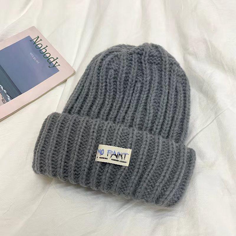 Big head circumference loose round face suitable wool hat women's winter warm face small knitted hat