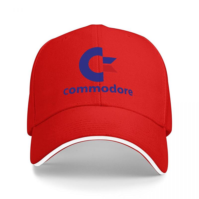 

Commodore Logo Baseball Cap Classic Black Hat with Blue and Red Emblem Stylish Design for Fans and Casual Wear Adjustable