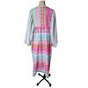 Bohemian Spring Summer Women Casual Dress Geometric Print Maxi Dress with V Neck Lantern Sleeves Loose Female Clothes