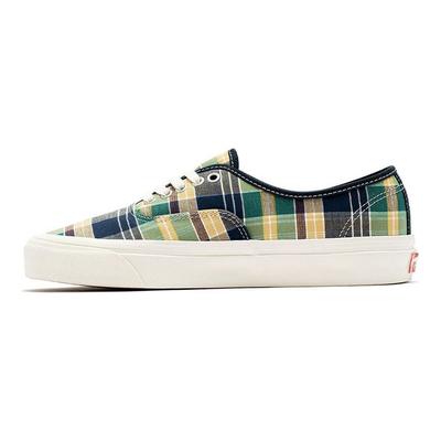 Style 44 Fabric Casual Plaid Low Top Skate Shoes Unisex Sneakers Yellow Green Blue VN0A5KX45TK