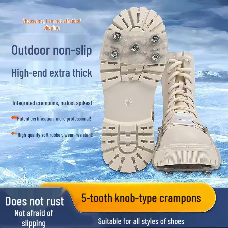 Snow-Resistant Anti-Slip Crampons: Transparent Ice Traction Covers for Winter Hiking & Climbing