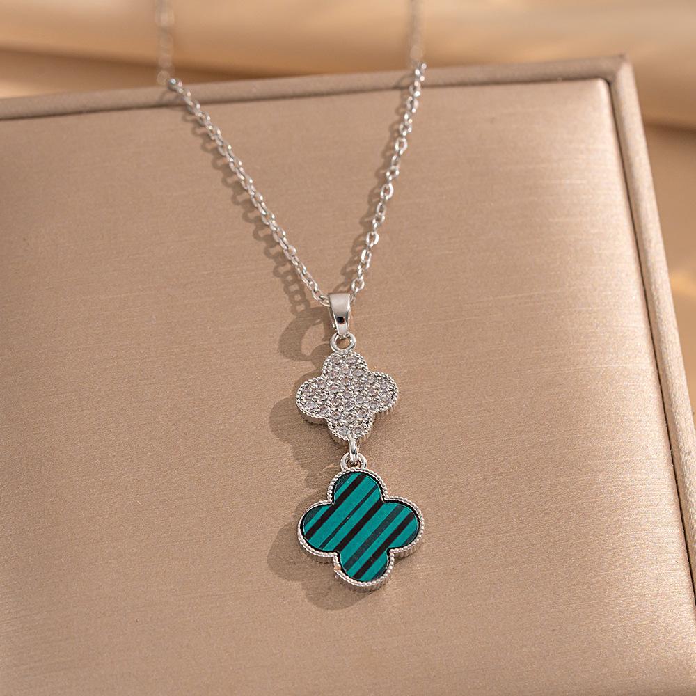 2PCS High-Quality Elegance Luxury Full Zircon Heavy Metal Plated Solid Gold Electroplated Copper Micro-Faceted Earrings Necklace Set Combo