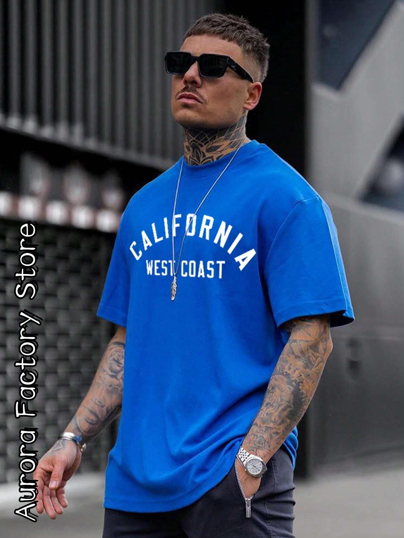 

Летняя мужская хлопковая футболка California West Coast Tops Tees Мужская модная рубашка с коротким рукавом с буквами Harajuku Streetwear S