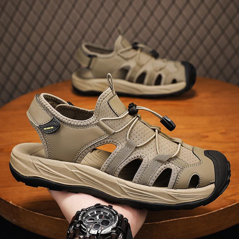 Men's Plus Size Cross-Strap Breathable Closed-Toe Sandals for Summer 2025 - Casual Outdoor Beach Shoes