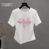 Women's Summer Irregular Heart Print Short Sleeve T-Shirt