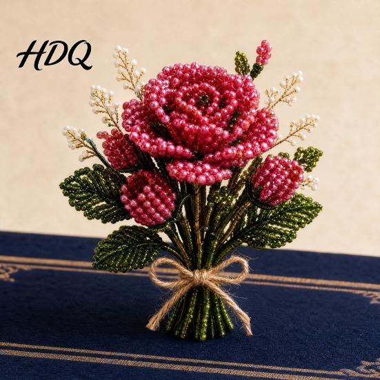 Small 3D Floral Arrangement America 250 Beaded Bouquet DIY Kit 4th of July Patriotic Flower Craft Fantasy Art Kit Handmade Set 1776-2026 Independence