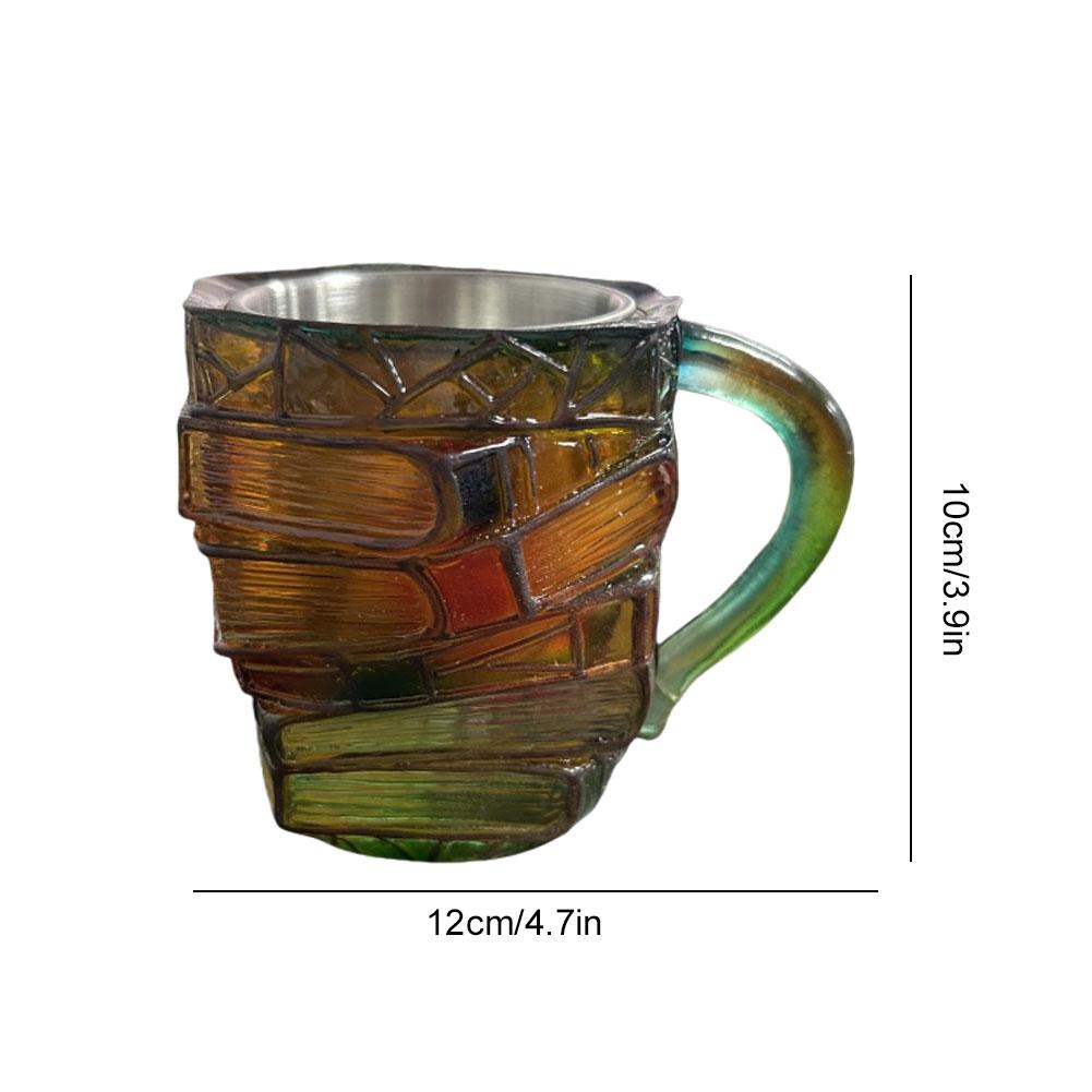 Handmade Resin Book Shaped Coffee Mug 3D Painted Colorful Novelty Drink Cup Creative Perfect Drinkware for Gift and Daily Use
