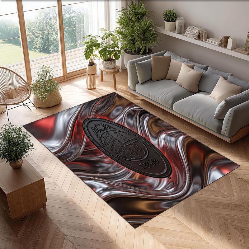 AC Mailand Bedruckter Flanell Teppich Rutschfest Weicher Polyester Boden Teppich Indoor Dekor Matte für Schlafzimmer Wohnzimmer Sofa Spielzimmer Heimdekoration