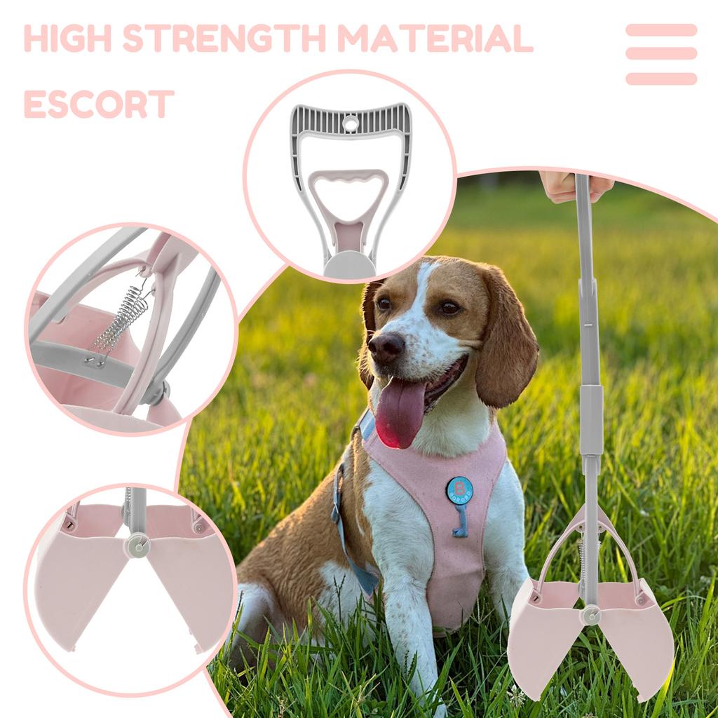 2 Pcs Dog Pooper Scooper Plastic Dog Poop Pick Up Tool with Long Handle Portable Foldable Efficient Dog Jaw Clamp Pet Supplies