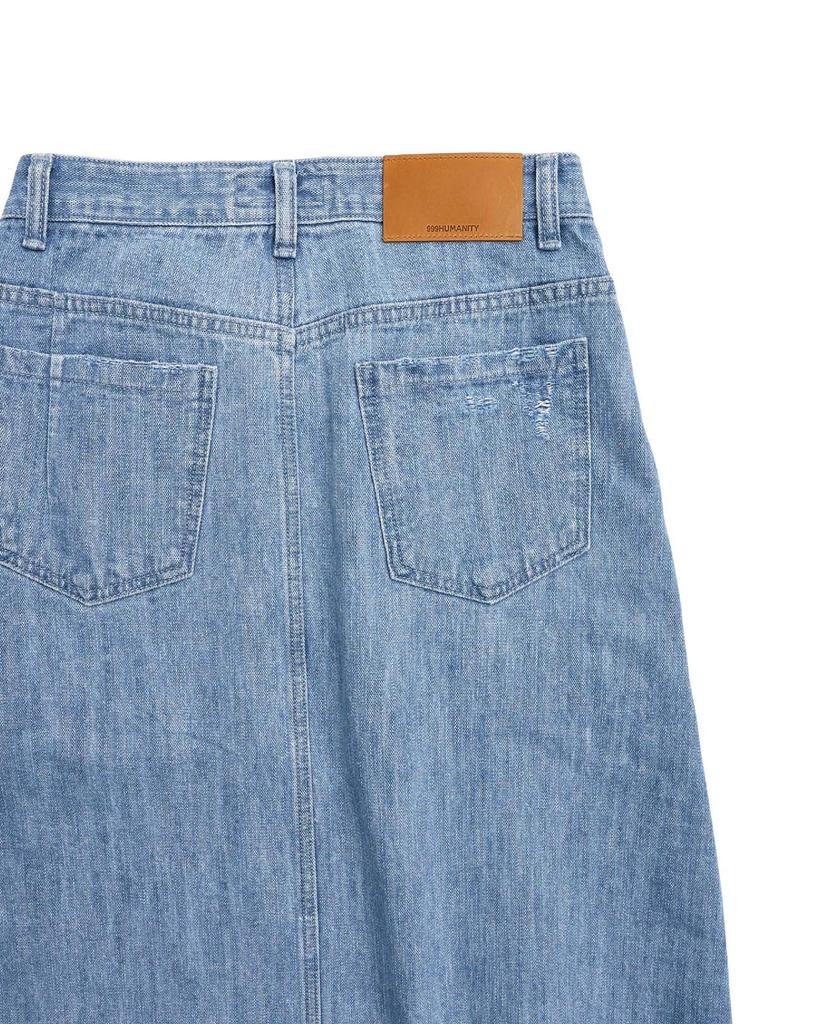 999Hyumeoniti Ashmetric Midi Denim Skirt (Light Blue)