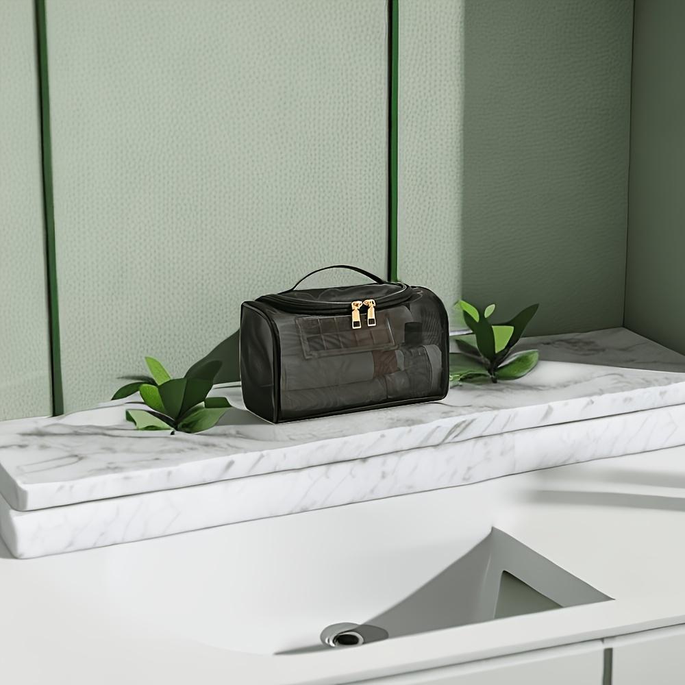 Transparente Kosmetiktasche aus Mesh mit großer Kapazität, tragbarer Make-up-Organizer mit Reißverschluss für Toilettenartikel und Beauty-Reise-Make-up-Organizer