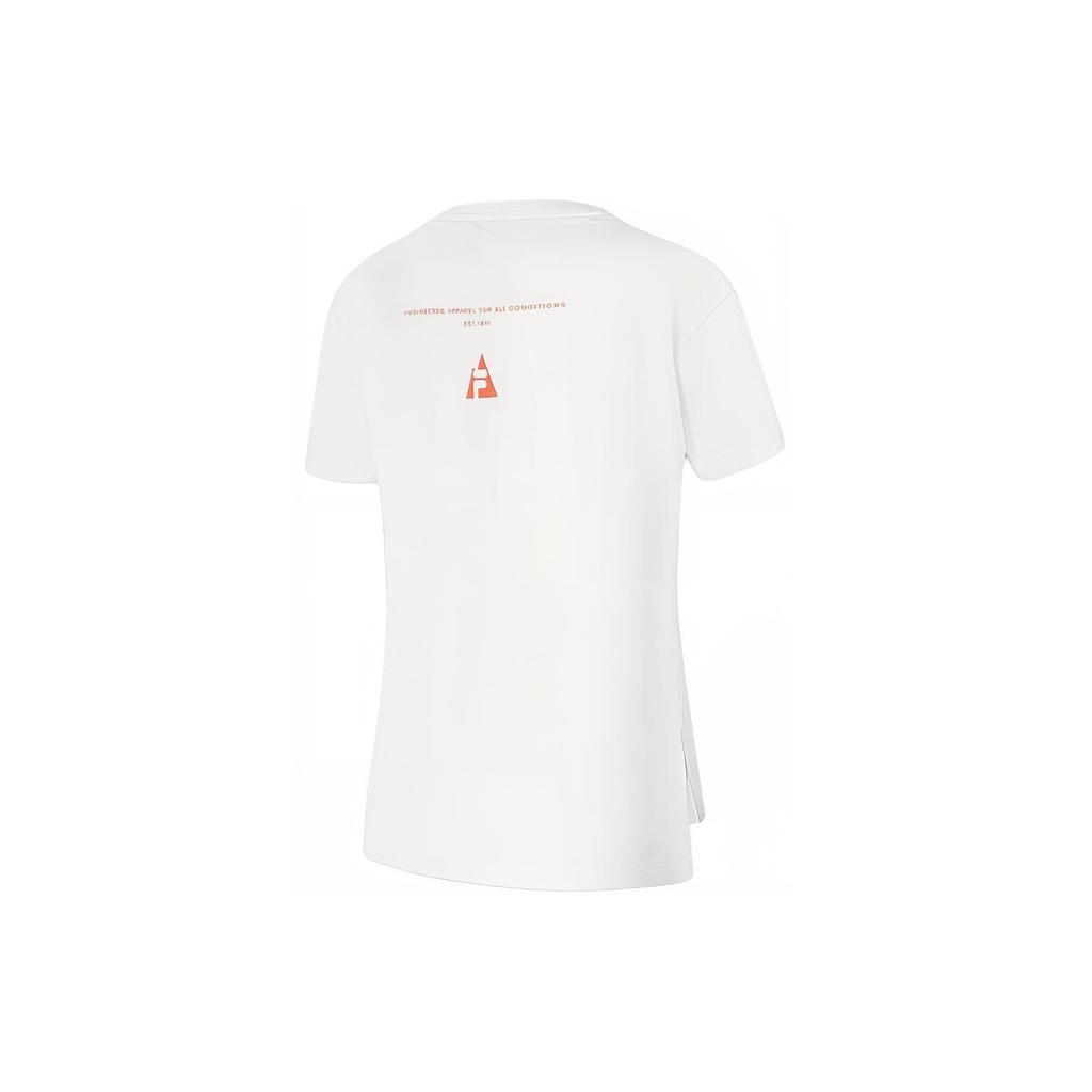 FILA Letter Print Sports Knit Short Sleeve Drop Shoulder T-Shirt Women T-Shirts Cloud-White A11W417105F-WT