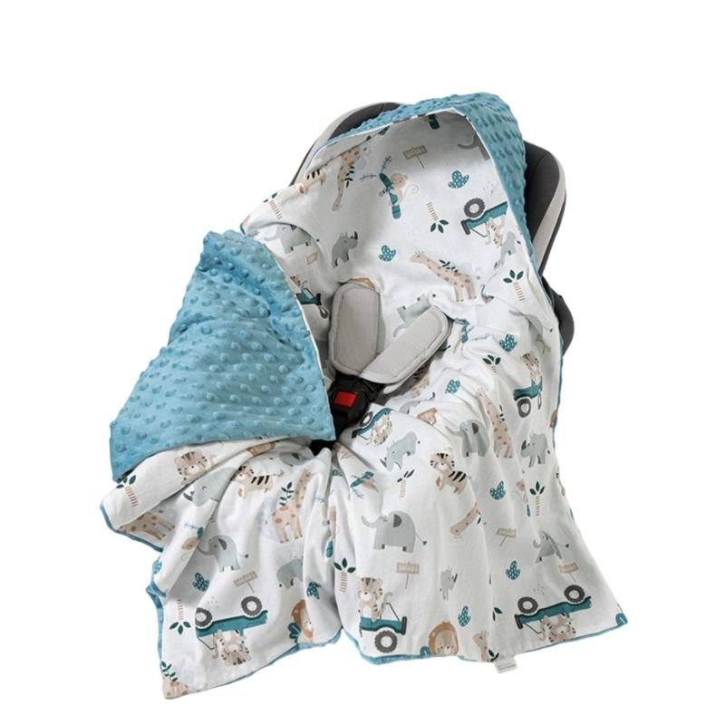Multifunctional Hooded Infant Dot Swaddles Blanket Lightweight Cotton For Car Seat Strollers Tummy Time Play Mat