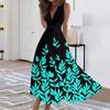 Women's Fashion Casual Loose V-Neck Sleeveless Printed Dresses