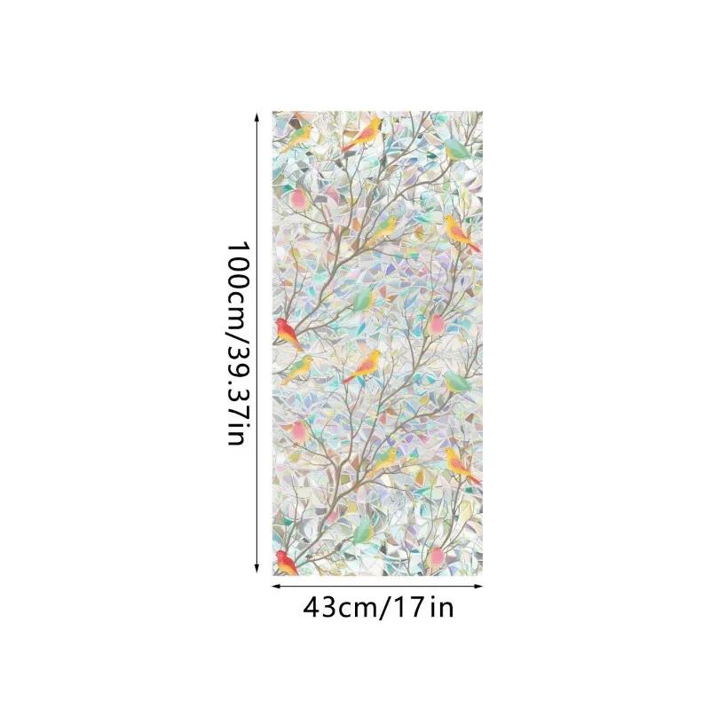 Double-sided Rainbow Design Static Window Privacy Film Colorful Stained Glass Window Film for Privacy Sun Blocking for Windows