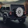 Spiral Star Pattern Car Spare Tire Cover - Black & White Stripes With Star Design, Durable Fabric, Easy Installation For Jeep, T