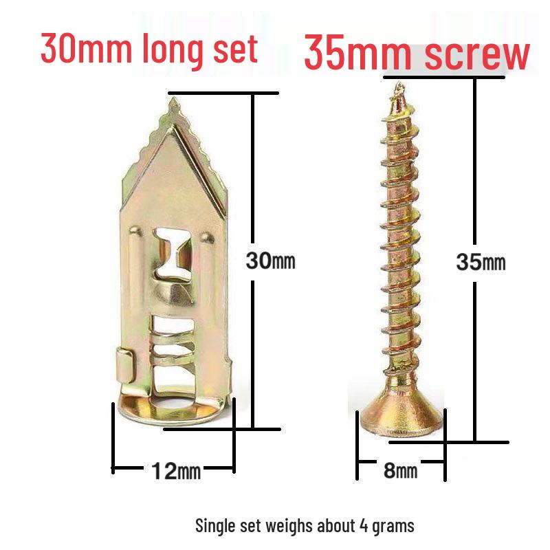 Gypsum Board Anchor Plastic Box Set – Hammer-in Expansion Bolt Screws