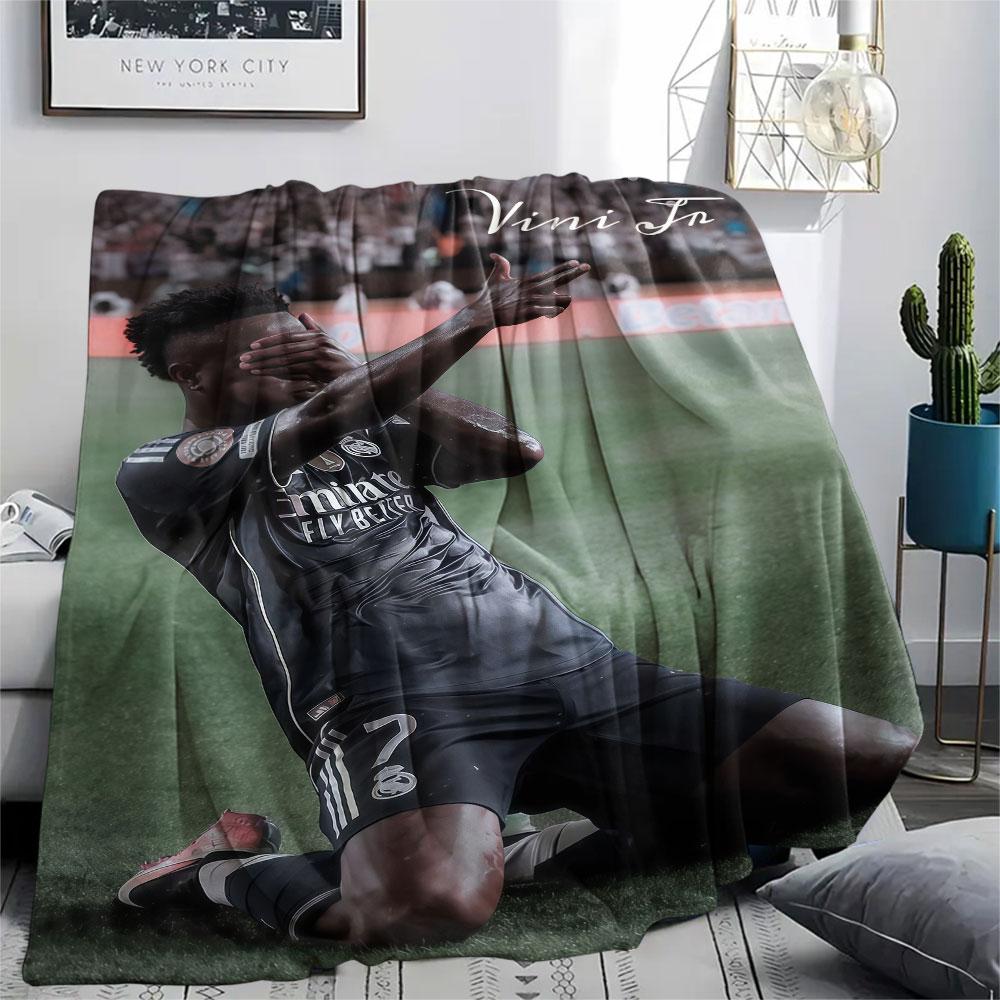 Vinícius Júnior Printed Flannel Blanket, Soft Throw for Bedroom Sofa, Washable, Fan Merchandise, Great Gift.