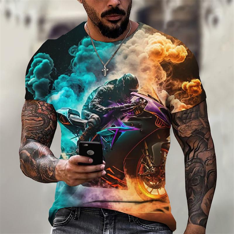 New Cool Motorcycle 3D Printed T-Shirt Men Women Chilren Fashion Short Sleeve Colours Pattern Boys Casual Unisex Streetwear Tees