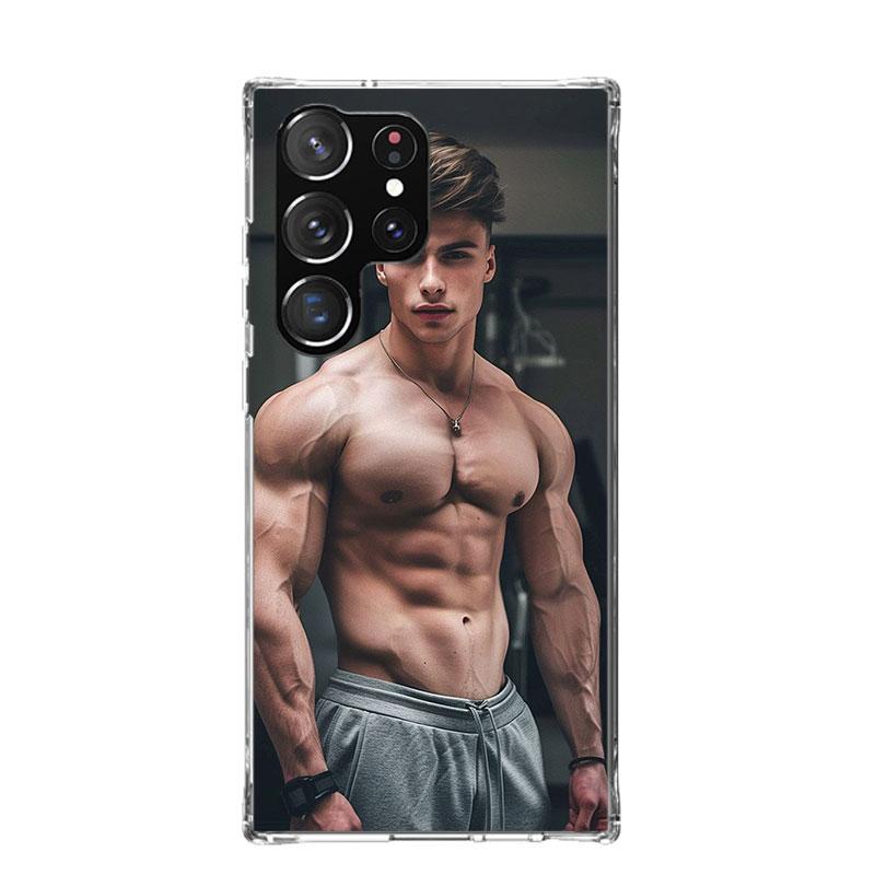Sexy Muscle Man Gay Fitness Phone Case For Samsung Galaxy S25 Edge S24 S23 S22 S21 FE S20 Ultra S10 Plus + Art Customized Coque