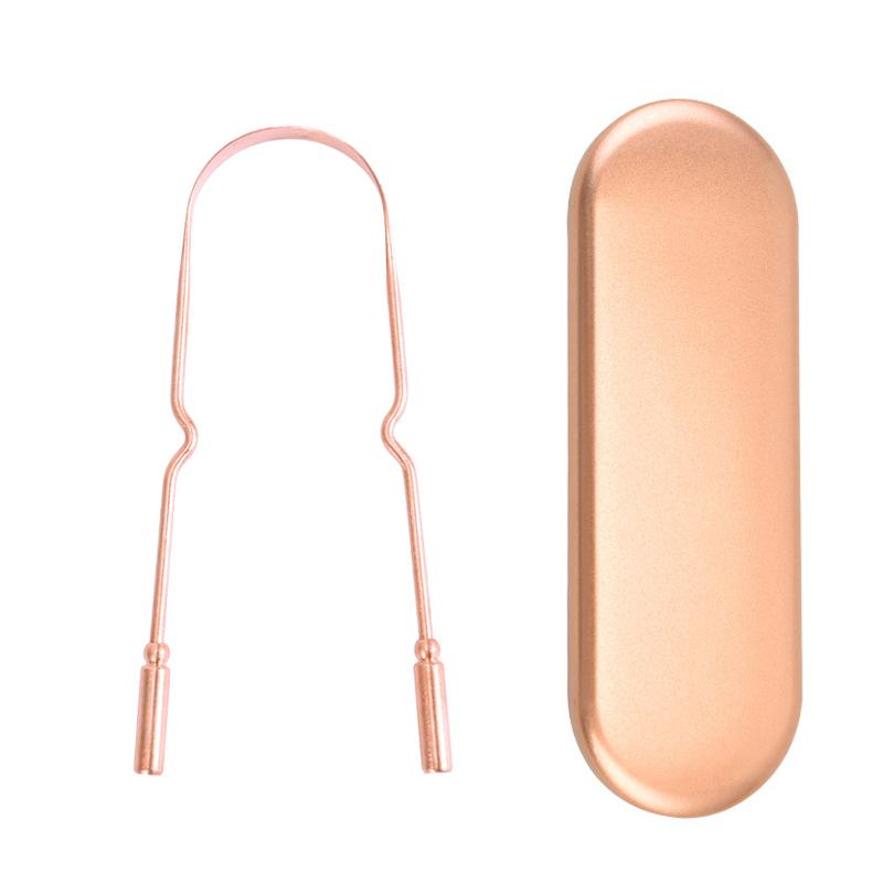 1 Pc Copper Tongue Scraper U Shaped  Cleaner Travel Handy Case Remove Breath Cleaning Coated Oral Hygiene Scrapper Tools