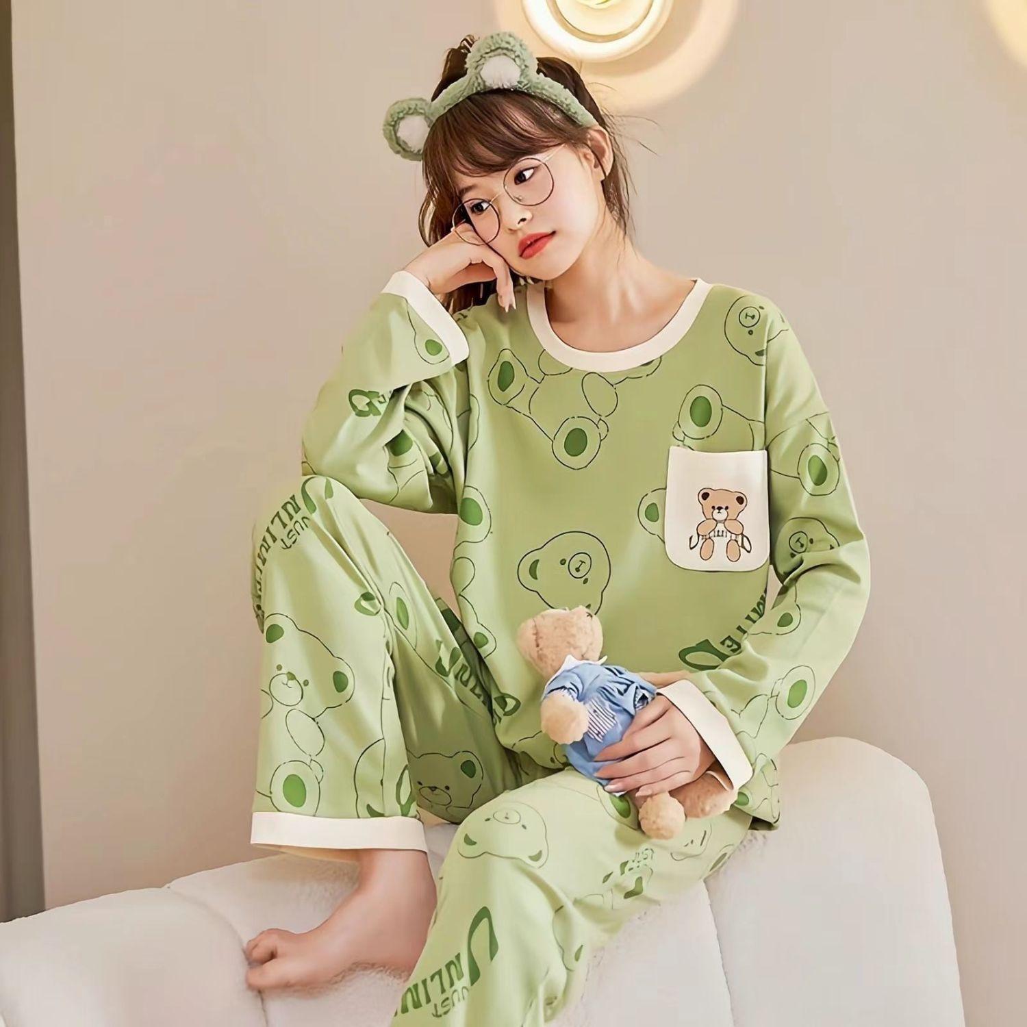 

2 шт./компл. Пижама женская большого размера в клетку, можно носить на улице, домашняя одежда, для девушки, с длинным рукавом, одежда для сна, повседневная, дышащая M