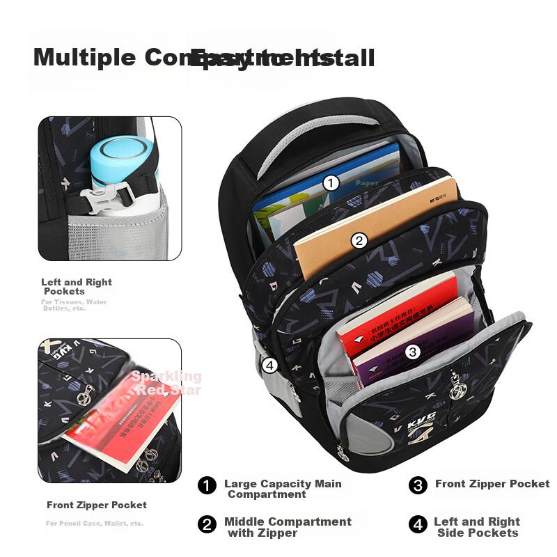 KVG Schoolbag for Middle And High School Students, Large Capacity Backpack for Grades 4-9, Spine-Protecting