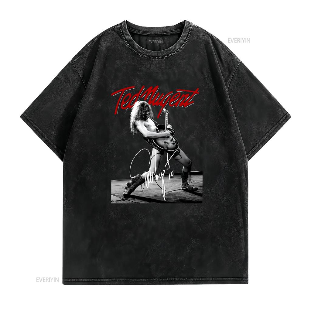 Vintage Ted Nugent Live Black For Fans All Size T Shirt Vintage Washed Breathable Graphic Slightly Versatile Streetwear Fashion